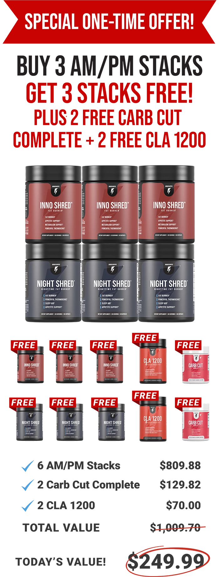 AM PM 3 Month BOGO Offer + 2x Carb Cut + 2x CLA 1200